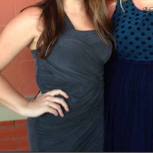 Stunning All Saints ruched bodycon one shoulder grey dress. Size 8 - Picture 1 of 7